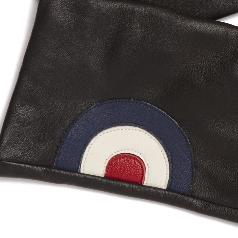 black Leather gloves raf classic roundel target circle red white blue detail